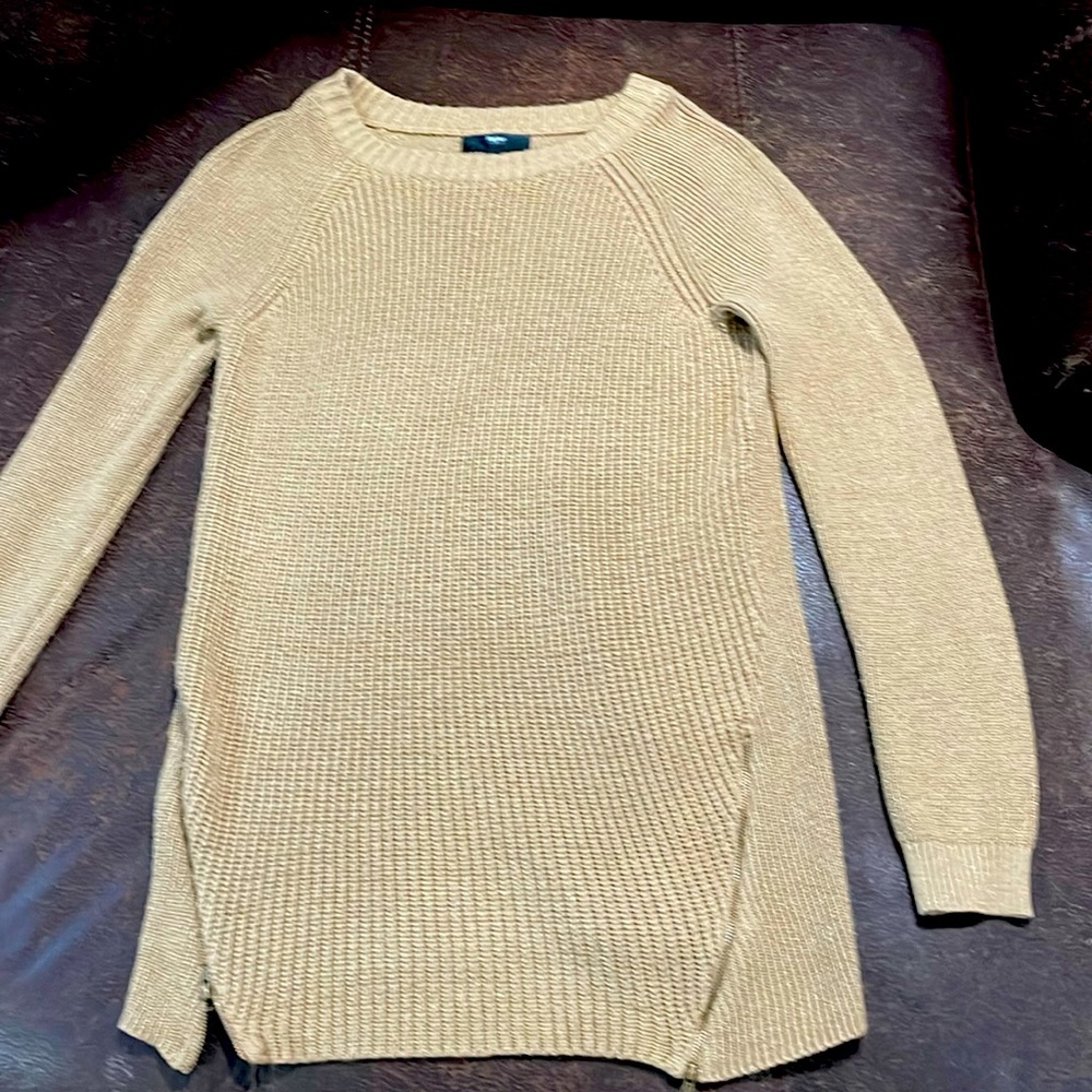 Mossimo Long Sweater Zipper Sides Camel/Gold Color